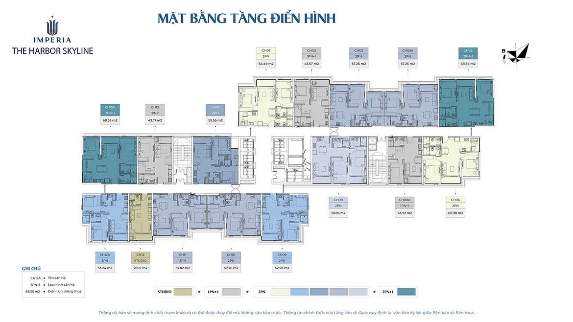 Mặt bằng căn hộ The Harbor Skyline Vũ Yên