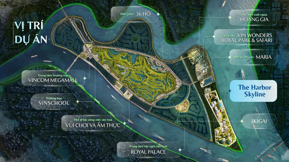 Vị trí dự án The Harbor Skyline trên bản đồ Vinhomes Royal Island Vũ Yên