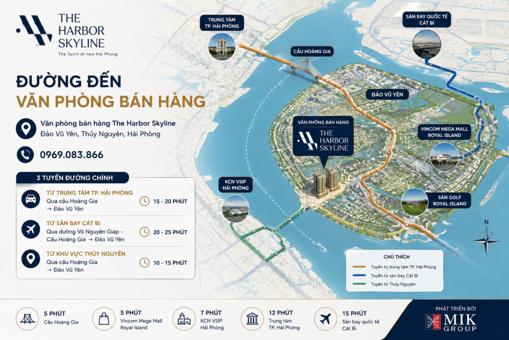 Hướng dẫn đường đến văn phòng bán hàng The Harbor Skyline