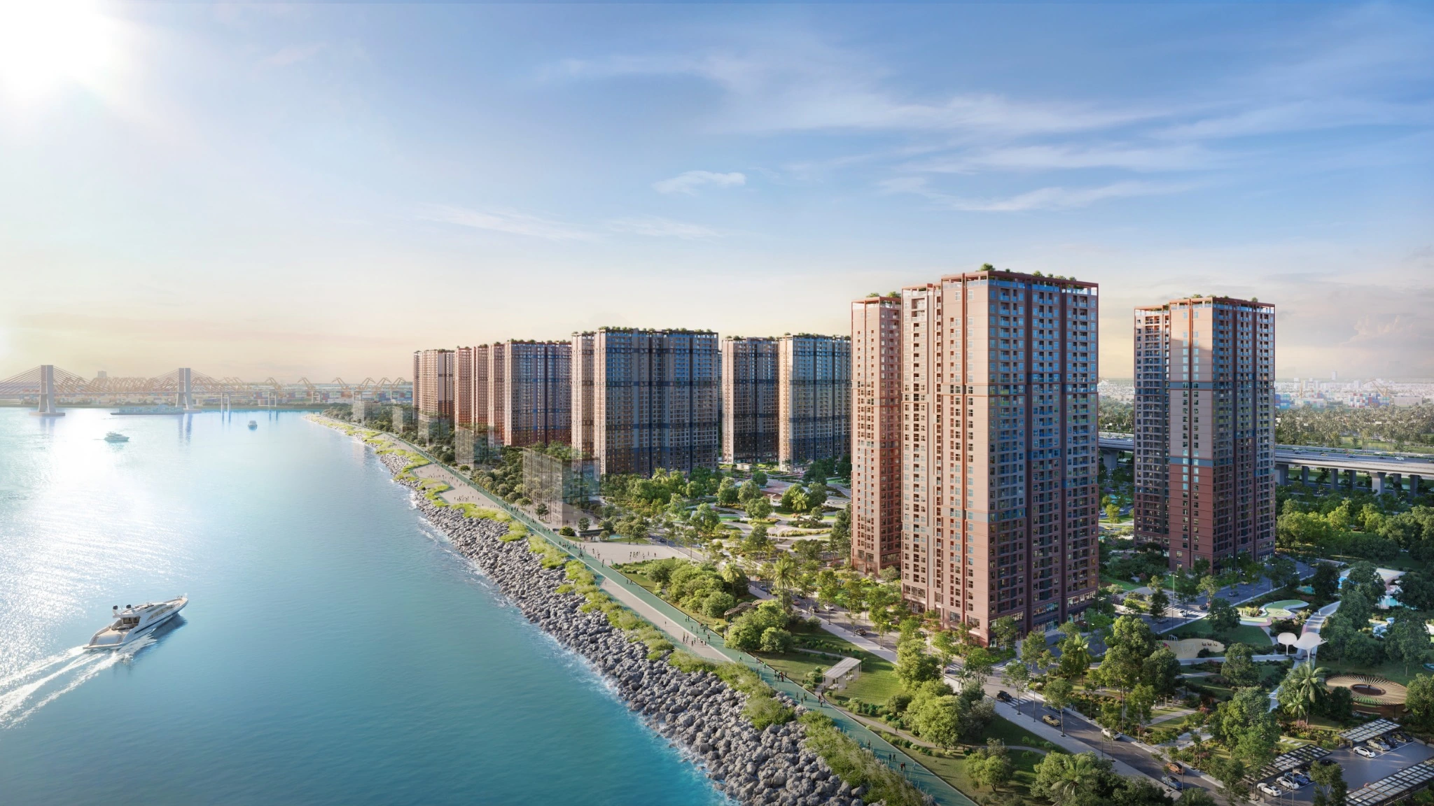 Phối cảnh 32 tòa căn hộ Mik Hải Phòng mặt sông Bạch Đằng The Harbor Skyline Vũ Yên