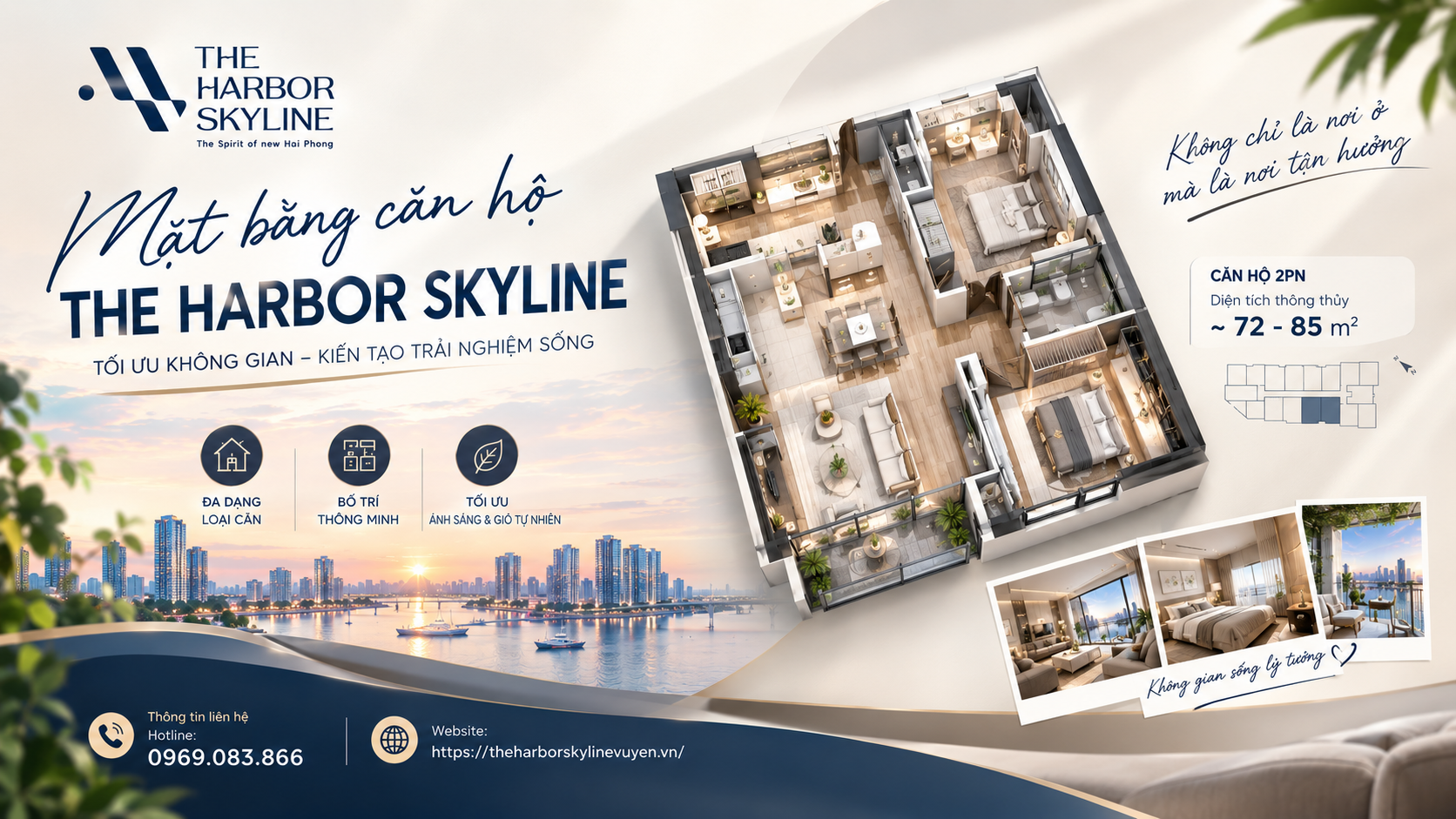 Mặt bằng căn hộ The Harbor Skyline tối ưu công năng