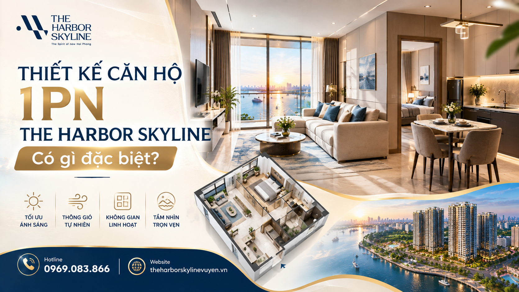 Thiết kế căn hộ 1PN The Harbor Skyline